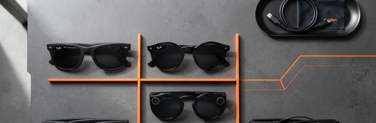 Persona utilizando unas gafas inteligentes con funciones de IA para traducir el texto de un menú en un restaurante extranjero (imagen generada con IA)